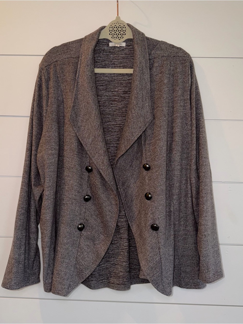 Maurices Plus Size 2x Military Cardigan Open Front Gray Draped Jacket Soft Knit